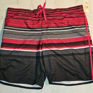 Brand New OP Ocean Pacific Mens Red with Black Stripes Short 3XL Big Board XXXL